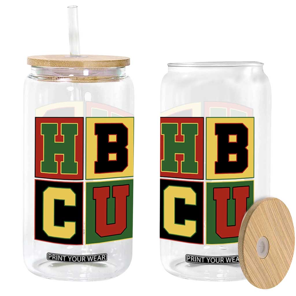 HBCU Block Letter Pride Graphic Glass Can College Support Statement Black Excellence TS02 Print Your Wear