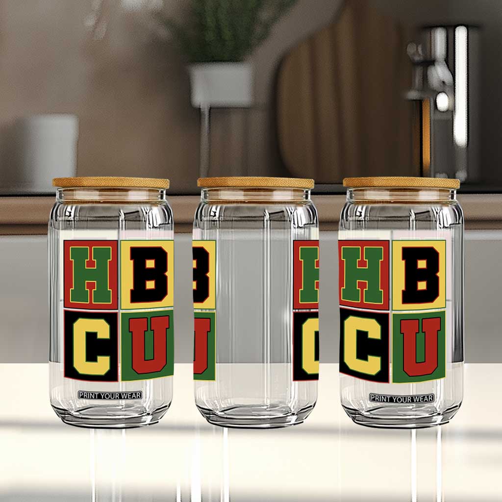 HBCU Block Letter Pride Graphic Glass Can College Support Statement Black Excellence TS02 Print Your Wear