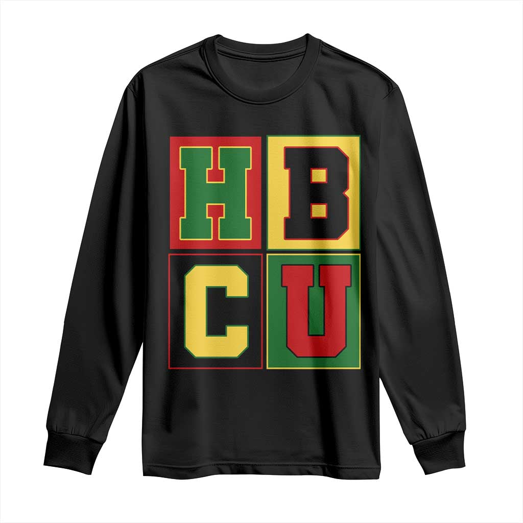 HBCU Block Letter Pride Graphic Long Sleeve Shirt College Support Statement Black Excellence TS02 Black Print Your Wear