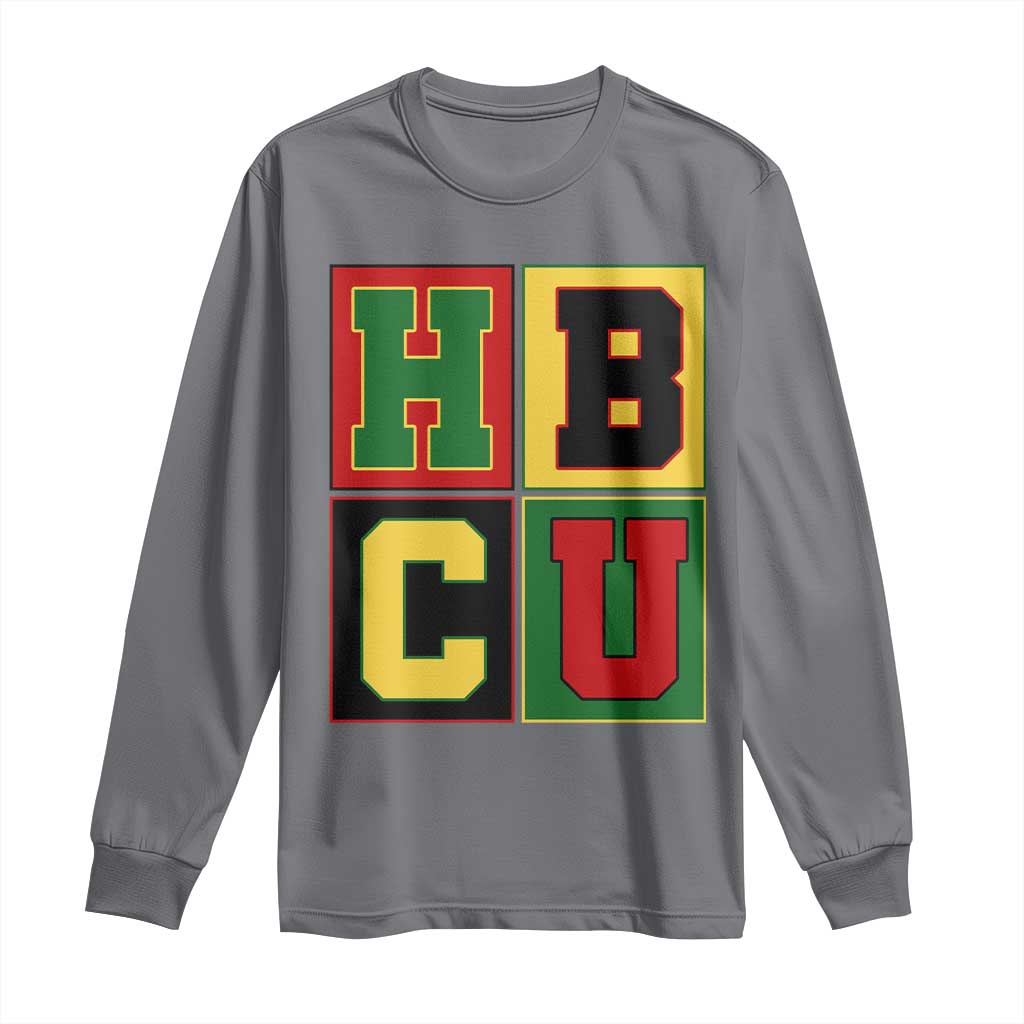 HBCU Block Letter Pride Graphic Long Sleeve Shirt College Support Statement Black Excellence TS02 Charcoal Print Your Wear