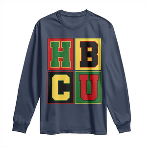 HBCU Block Letter Pride Graphic Long Sleeve Shirt College Support Statement Black Excellence TS02 Navy Print Your Wear