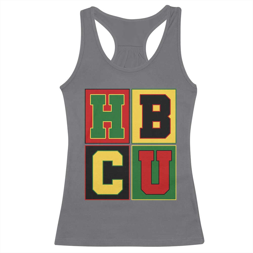 HBCU Block Letter Pride Graphic Racerback Tank Top College Support Statement Black Excellence TS02 Charcoal Print Your Wear