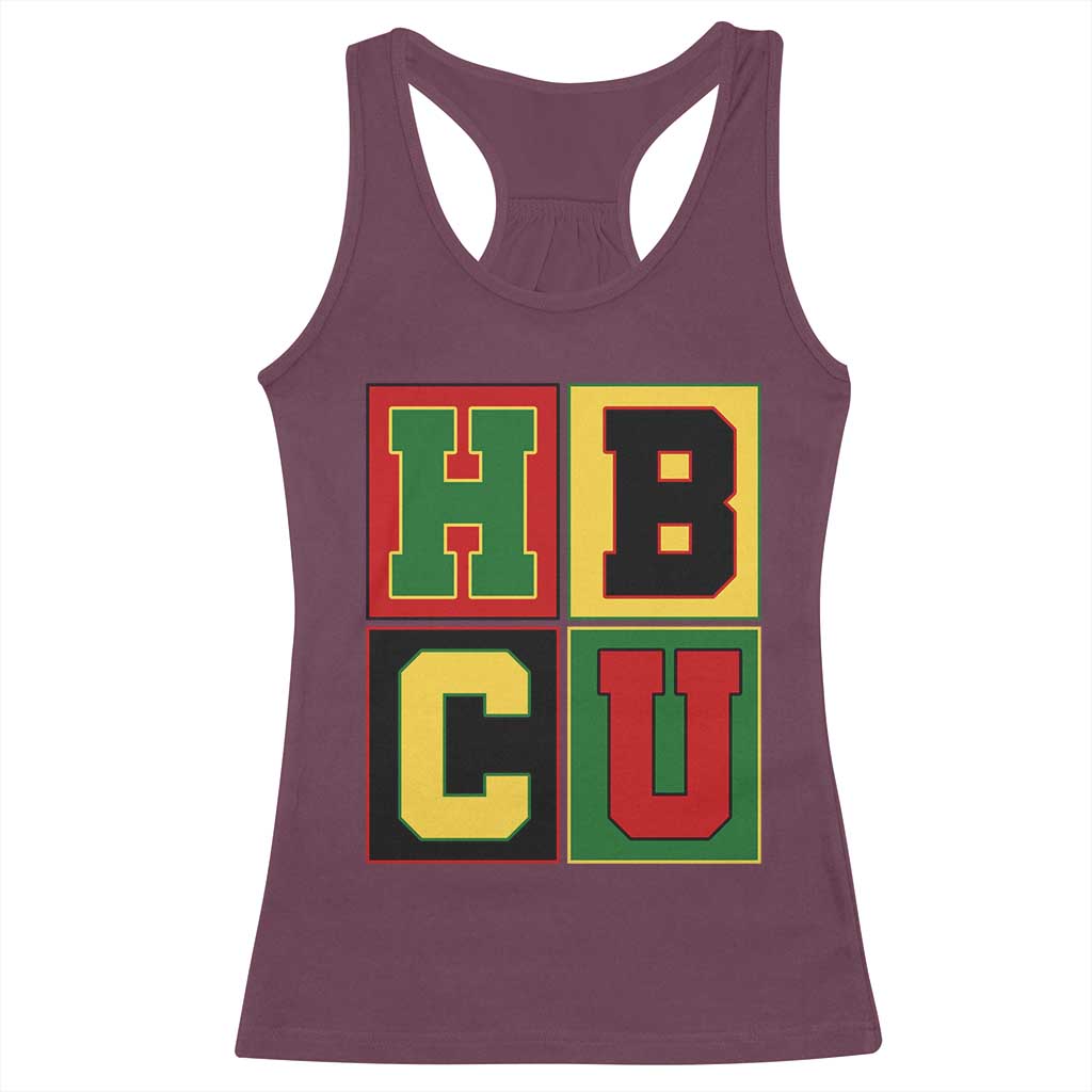 HBCU Block Letter Pride Graphic Racerback Tank Top College Support Statement Black Excellence TS02 Maroon Print Your Wear