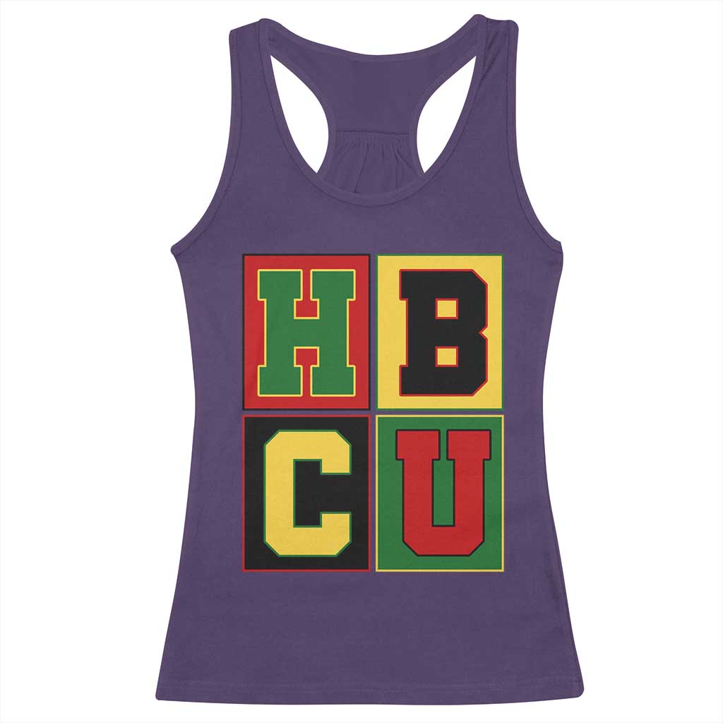 HBCU Block Letter Pride Graphic Racerback Tank Top College Support Statement Black Excellence TS02 Purple Print Your Wear