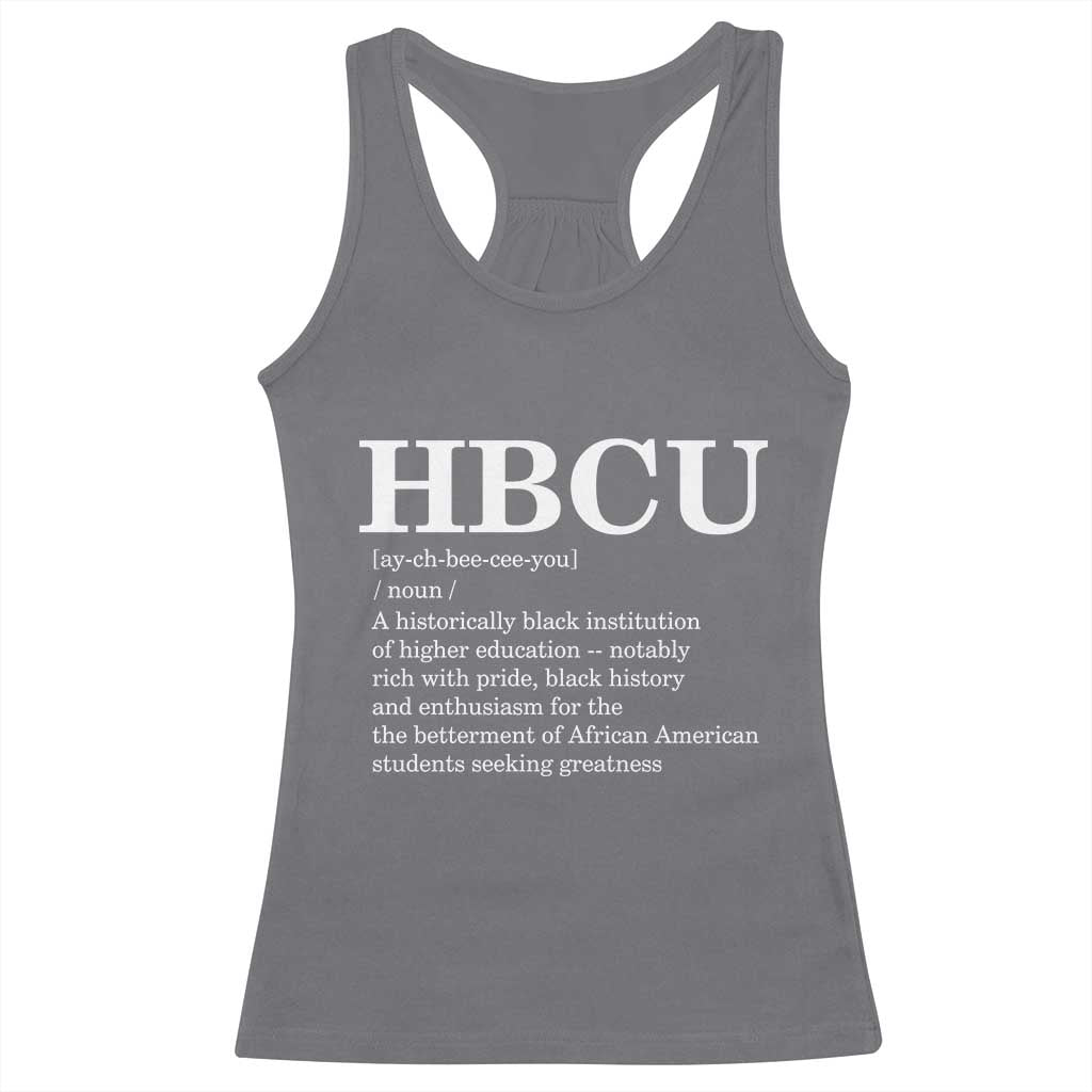 HBCU Definition Racerback Tank Top Historically Black College Pride Celebrating Education and Black History TS02 Charcoal Print Your Wear