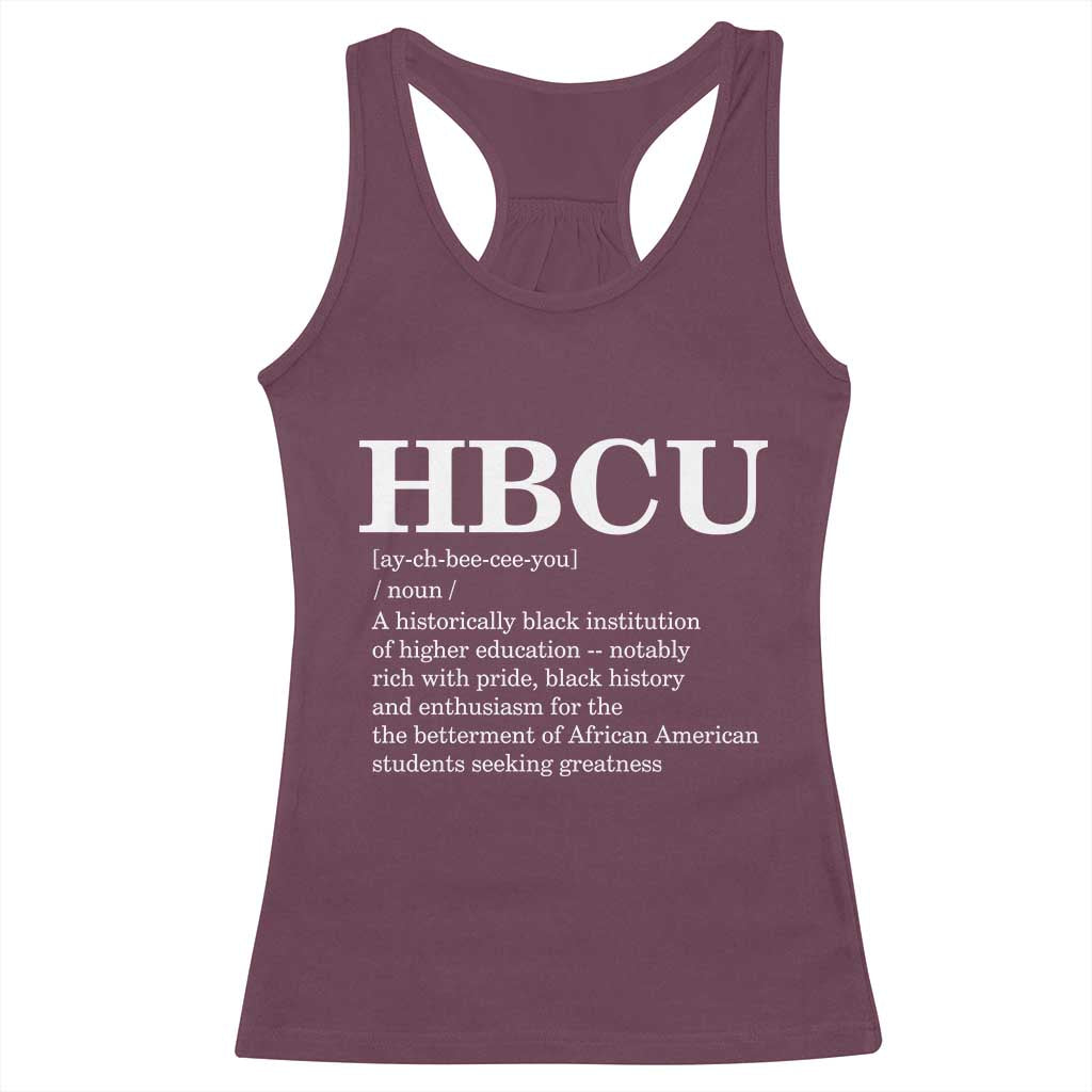 HBCU Definition Racerback Tank Top Historically Black College Pride Celebrating Education and Black History TS02 Maroon Print Your Wear