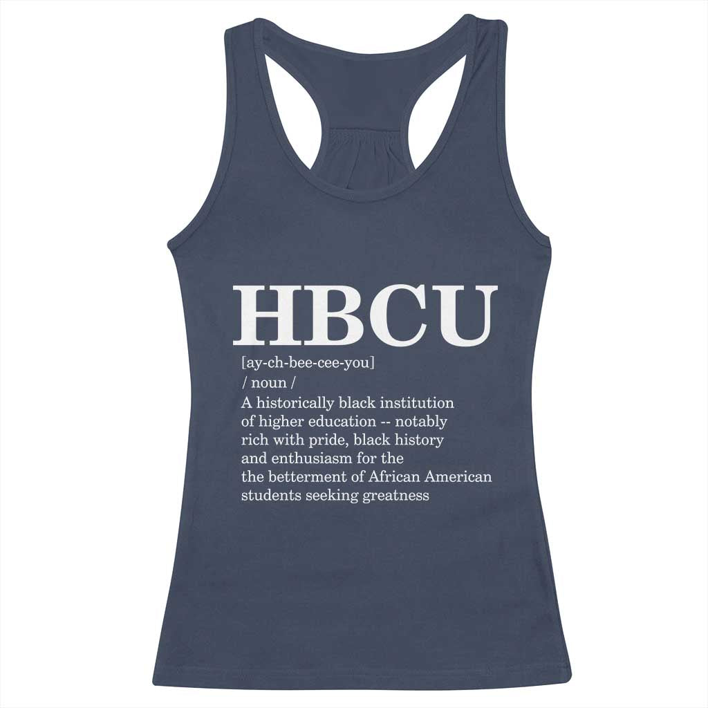 HBCU Definition Racerback Tank Top Historically Black College Pride Celebrating Education and Black History TS02 Navy Print Your Wear