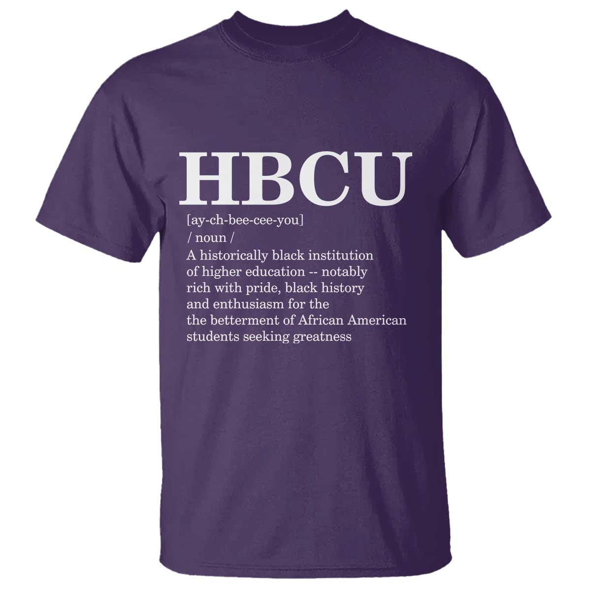 HBCU Definition T Shirt Historically Black College Pride Celebrating Education and Black History TS02 Purple Print Your Wear
