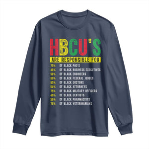 HBCUs Are Responsible For Black Excellence Long Sleeve Shirt Powerful Education Impact Statistics Pride TS02 Navy Print Your Wear