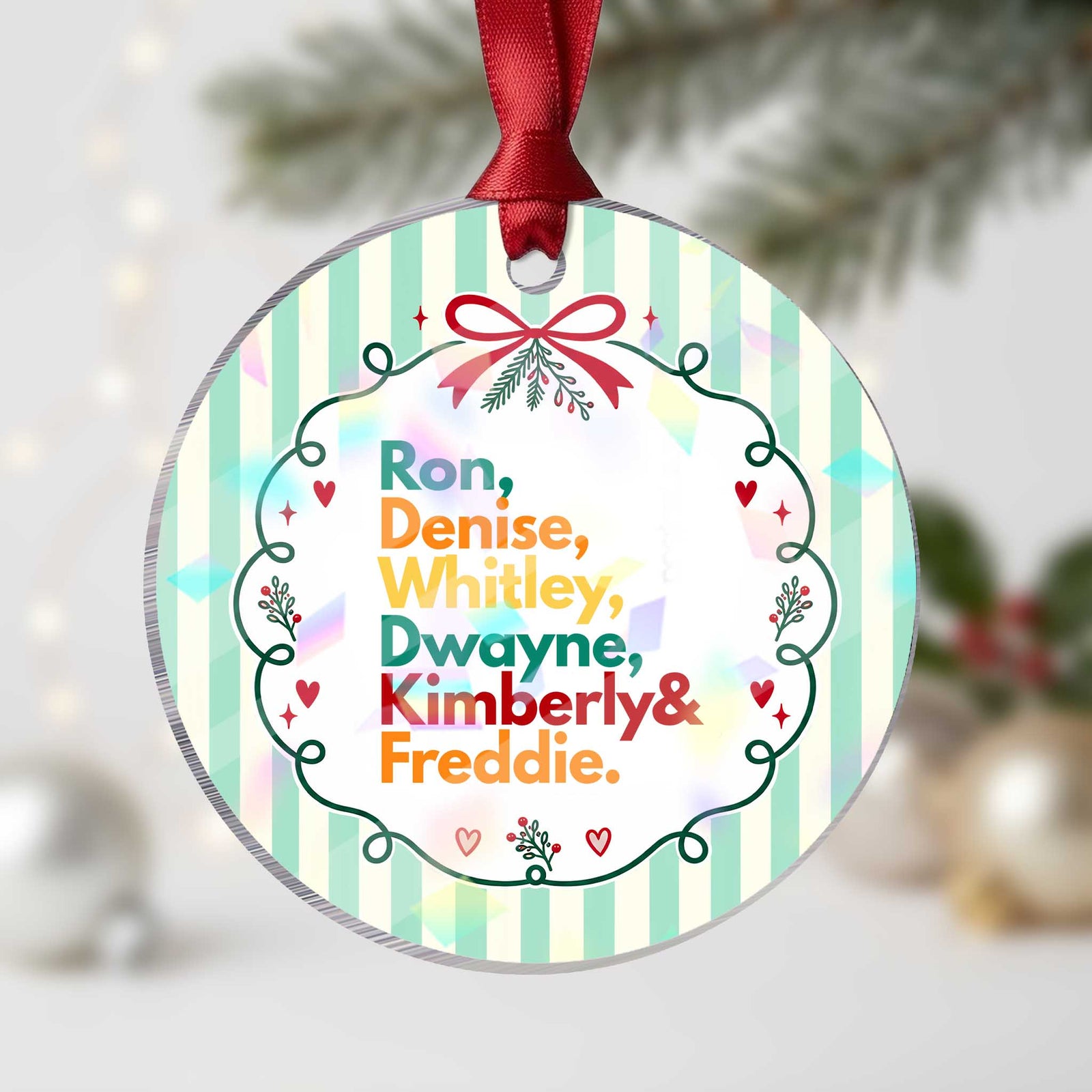 90s Black Sitcom HBCU Culture Tribute Holographic Acrylic Ornament Ron Denise Whitley Dwayne Kimberly Freddie