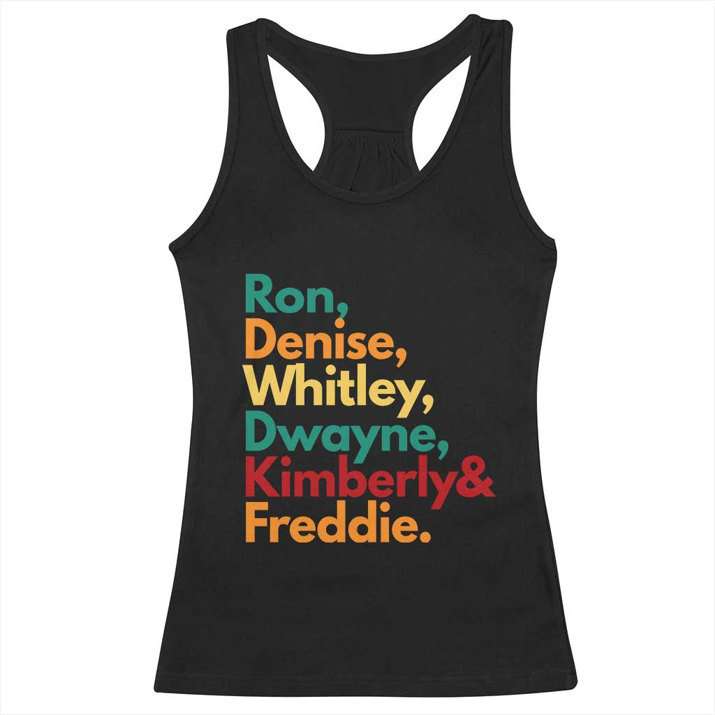 90s Black Sitcom HBCU Culture Tribute Racerback Tank Top Ron Denise Whitley Dwayne Kimberly Freddie TS02 Black Print Your Wear
