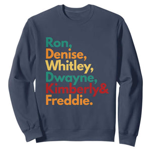 90s Black Sitcom HBCU Culture Tribute Sweatshirt Ron Denise Whitley Dwayne Kimberly Freddie TS02 Navy Print Your Wear