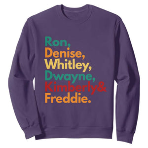 90s Black Sitcom HBCU Culture Tribute Sweatshirt Ron Denise Whitley Dwayne Kimberly Freddie TS02 Purple Print Your Wear