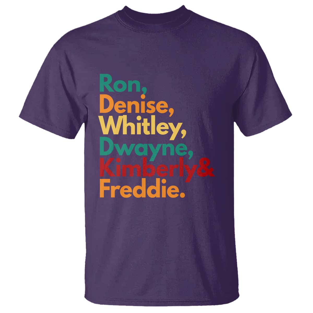 90s Black Sitcom HBCU Culture Tribute T Shirt Ron Denise Whitley Dwayne Kimberly Freddie TS02 Purple Print Your Wear