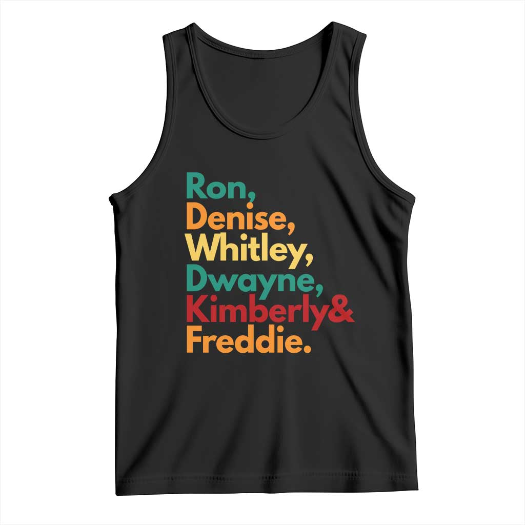 90s Black Sitcom HBCU Culture Tribute Tank Top Ron Denise Whitley Dwayne Kimberly Freddie TS02 Black Print Your Wear
