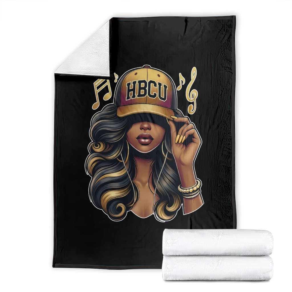 HBCU Queen Vibes Throw Blanket Melanin Music College Pride for Black Excellence Supporters TS02 Black Print Your Wear
