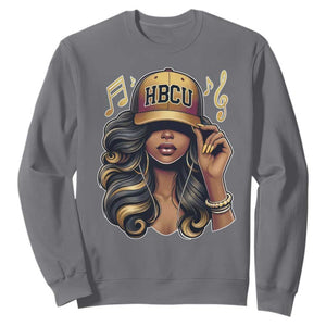 HBCU Queen Vibes Sweatshirt Melanin Music College Pride for Black Excellence Supporters TS02 Charcoal Print Your Wear