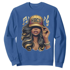 HBCU Queen Vibes Sweatshirt Melanin Music College Pride for Black Excellence Supporters TS02 Royal Blue Print Your Wear