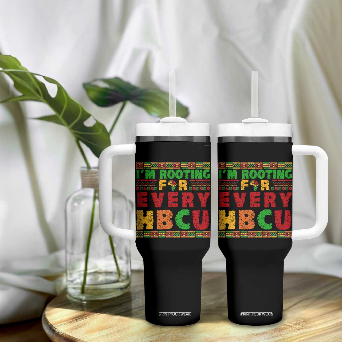 I’m Rooting for Every HBCU Tumbler With Handle Pan African Pride College Support Statement TS02 Print Your Wear