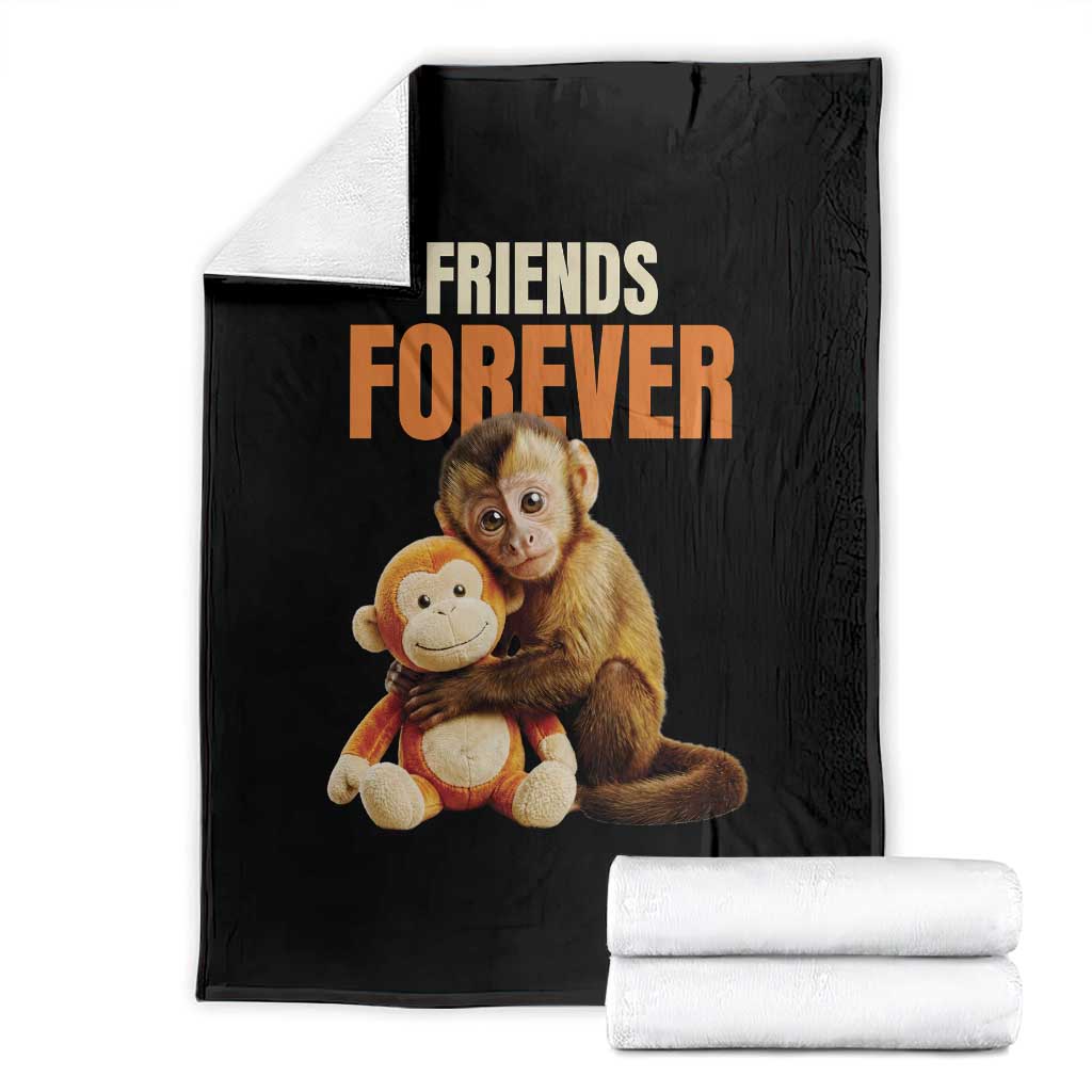 Friends Forever Viral Punch The Monkey Throw Blanket Cute Baby Monkey Hugging Plush Toy Best Friend Gift TS02 Black Print Your Wear