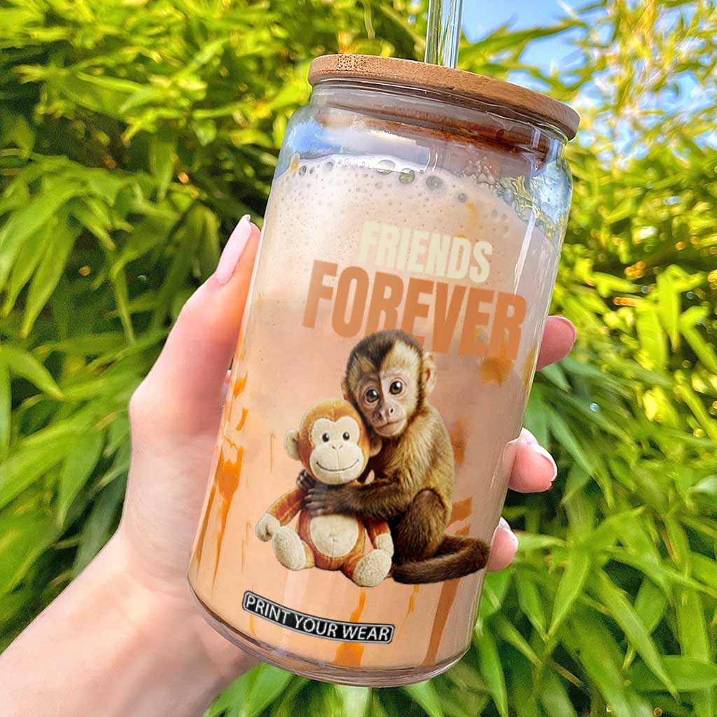 Friends Forever Viral Punch The Monkey Glass Can Cute Baby Monkey Hugging Plush Toy Best Friend Gift TS02 Black Print Your Wear