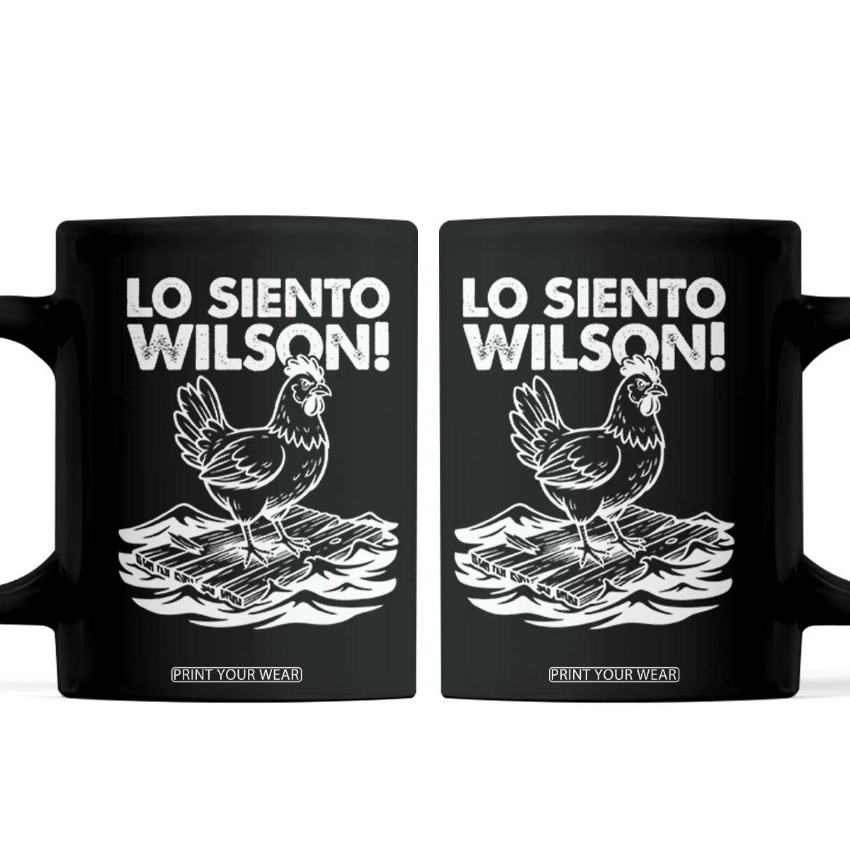 Lo Siento Wilson Funny Chicken Floating Meme Coffee Mug Viral Rooster Spanish Apology Trend TS02 Black Print Your Wear