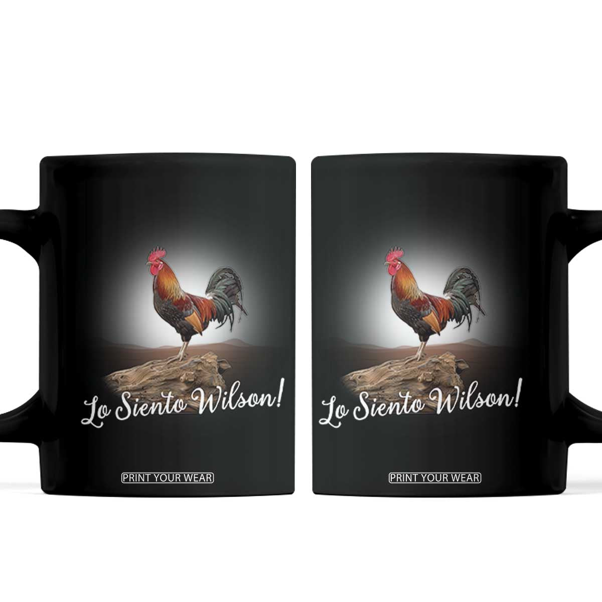 Lo Siento Wilson Funny Chicken Floating Meme Coffee Mug Dramatic Rooster Parody Spanish Apology TS02 Black Print Your Wear