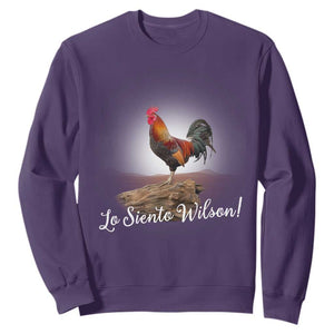 Lo Siento Wilson Funny Chicken Floating Meme Sweatshirt Dramatic Rooster Parody Spanish Apology TS02 Purple Print Your Wear