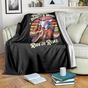 Royal Cat Princess and Raptor Ride or Roar Throw Blanket Funny Cat Riding Dinosaur Retro Sunset TS02 Print Your Wear