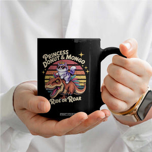Royal Cat Princess and Raptor Ride or Roar Coffee Mug Funny Cat Riding Dinosaur Retro Sunset TS02 Print Your Wear