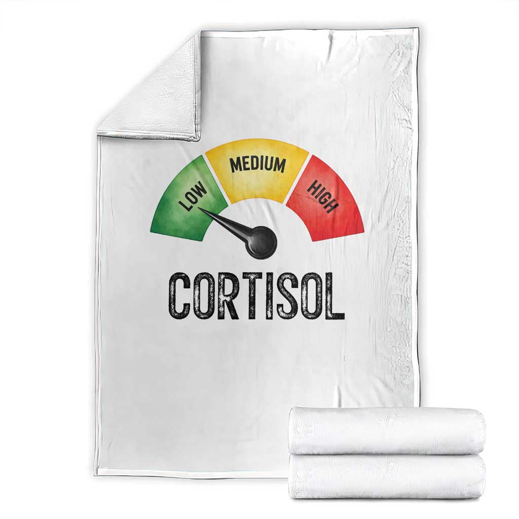 Funny Low Cortisol Stress Meter Throw Blanket Low Medium High Anxiety Humor TS02 White Print Your Wear