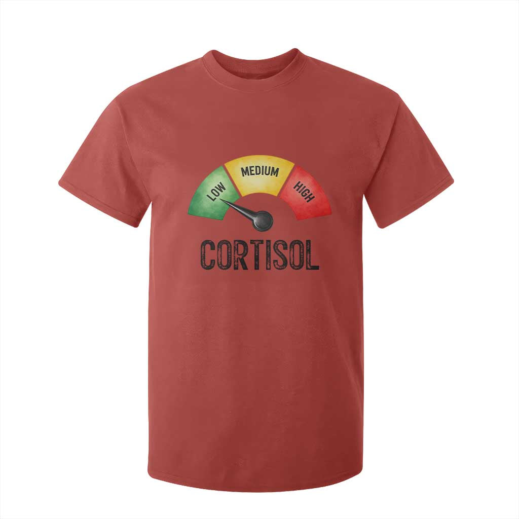 Funny Low Cortisol Stress Meter T Shirt For Kid Low Medium High Anxiety Humor TS02 Red Print Your Wear