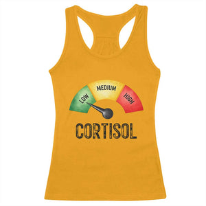 Funny Low Cortisol Stress Meter Racerback Tank Top Low Medium High Anxiety Humor TS02 Gold Print Your Wear