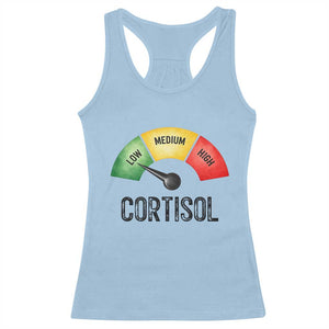 Funny Low Cortisol Stress Meter Racerback Tank Top Low Medium High Anxiety Humor TS02 Light Blue Print Your Wear