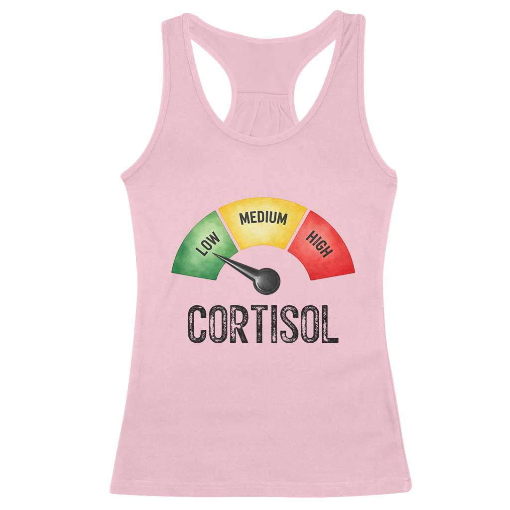 Funny Low Cortisol Stress Meter Racerback Tank Top Low Medium High Anxiety Humor TS02 Light Pink Print Your Wear