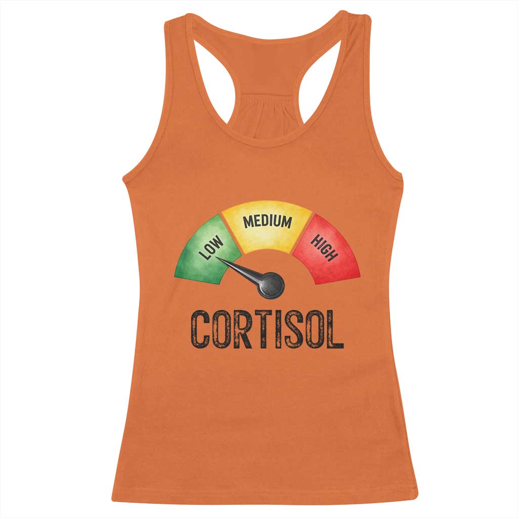Funny Low Cortisol Stress Meter Racerback Tank Top Low Medium High Anxiety Humor TS02 Orange Print Your Wear