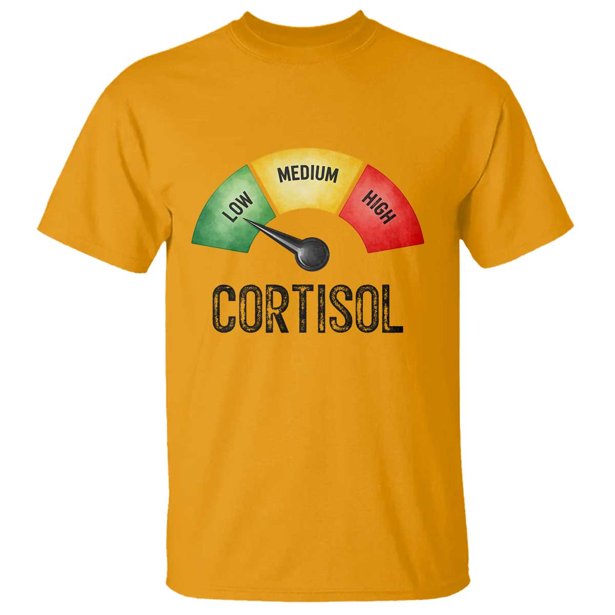 Funny Low Cortisol Stress Meter T Shirt Low Medium High Anxiety Humor TS02 Gold Print Your Wear
