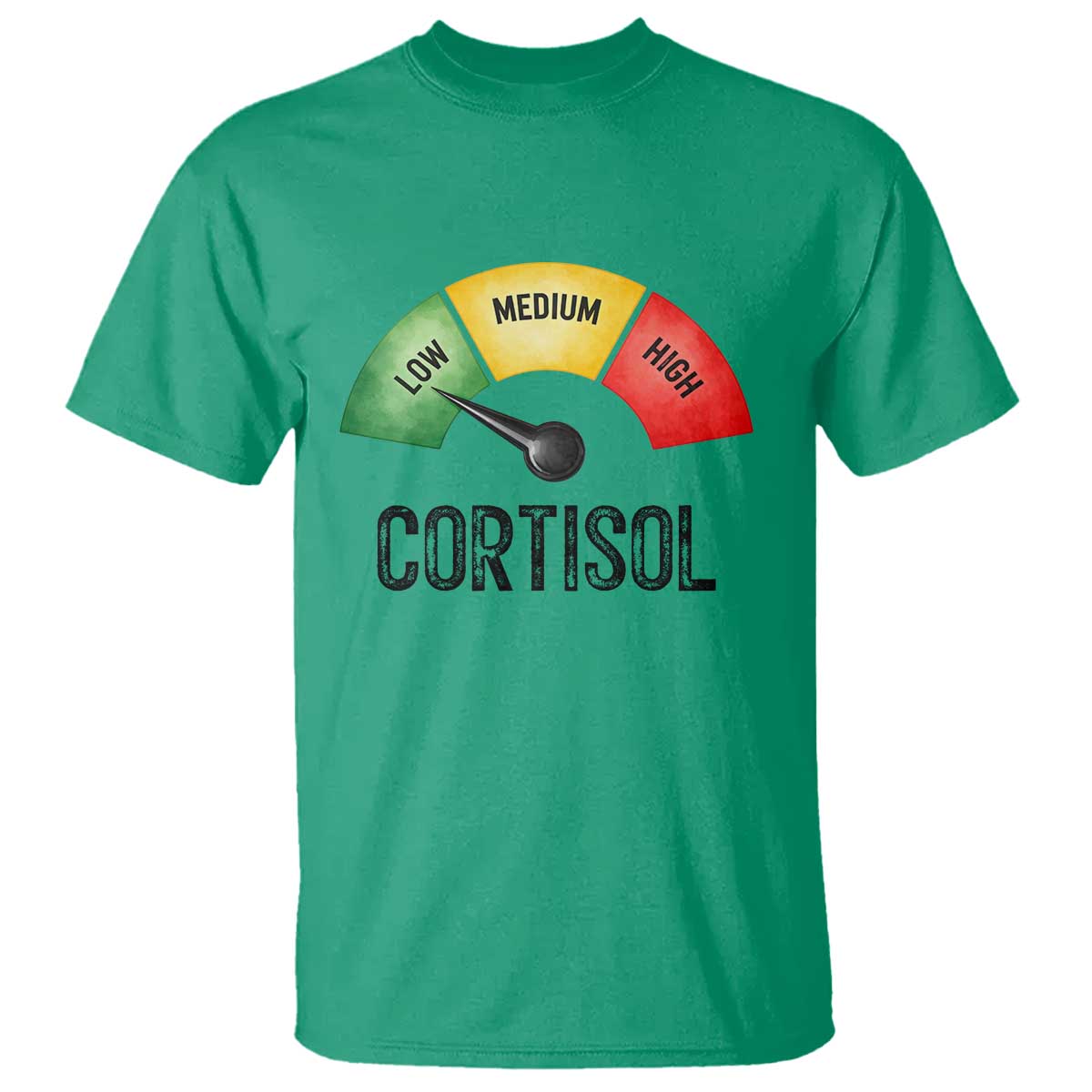 Funny Low Cortisol Stress Meter T Shirt Low Medium High Anxiety Humor TS02 Irish Green Print Your Wear