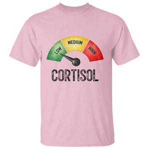 Funny Low Cortisol Stress Meter T Shirt Low Medium High Anxiety Humor TS02 Light Pink Print Your Wear