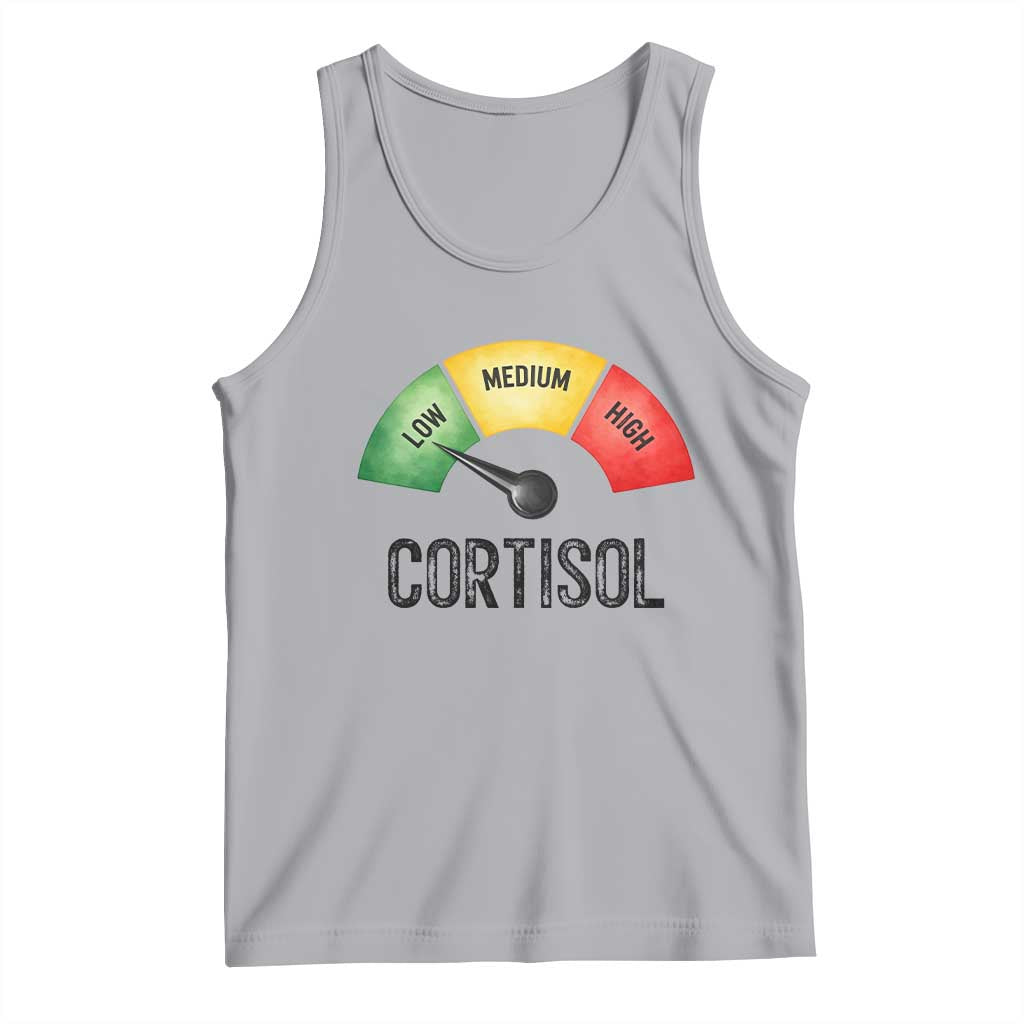 Funny Low Cortisol Stress Meter Tank Top Low Medium High Anxiety Humor TS02 Athletic Heather Print Your Wear
