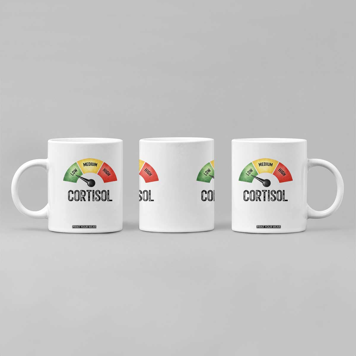 Funny Low Cortisol Stress Meter Coffee Mug Low Medium High Anxiety Humor TS02 Print Your Wear