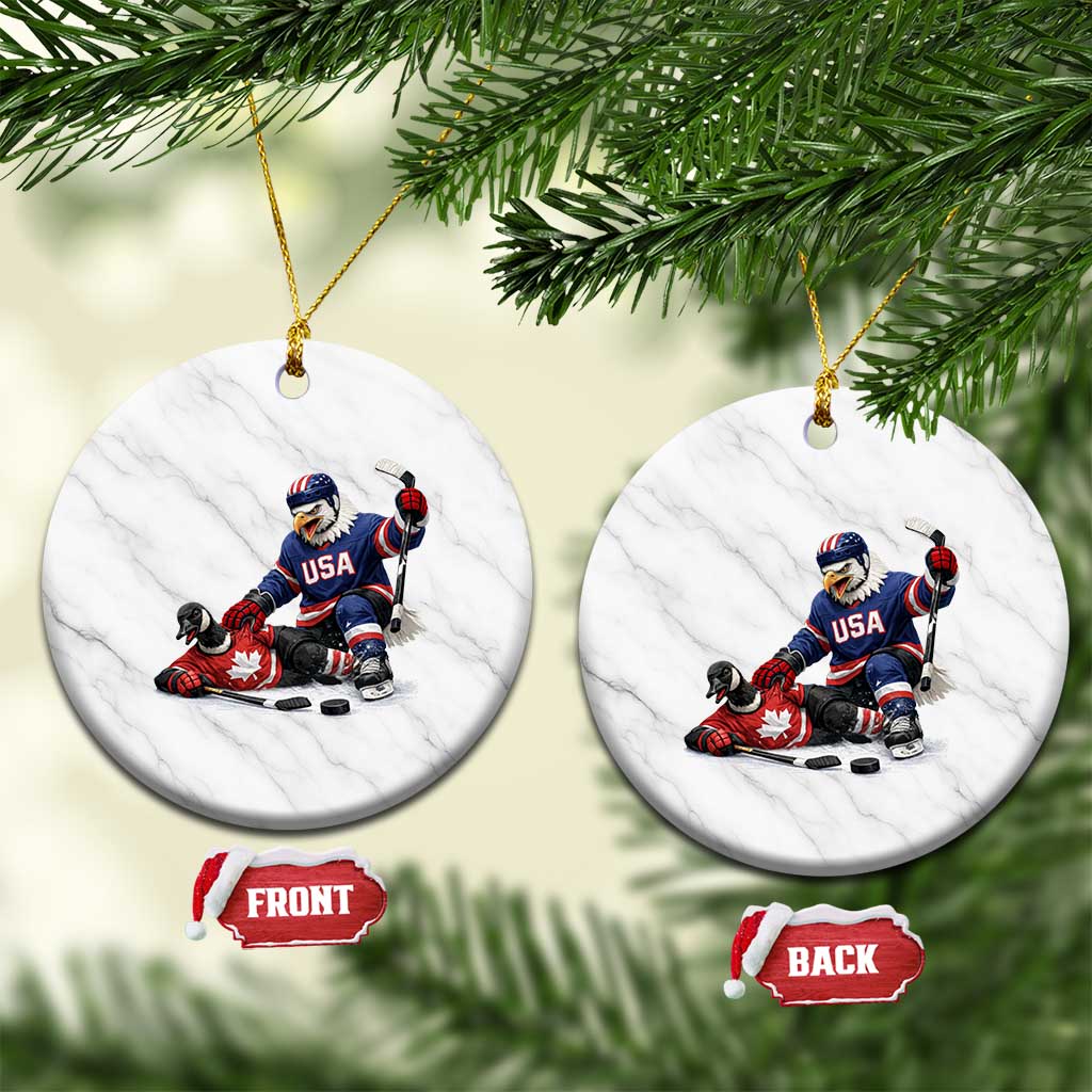 USA Eagle Vs Canada Loon Rivalry Graphic Ceramic Ornament Funny Sports Fan Ice Hockey Game Day Supporter TS02 1pc White Marble Print Your Wear