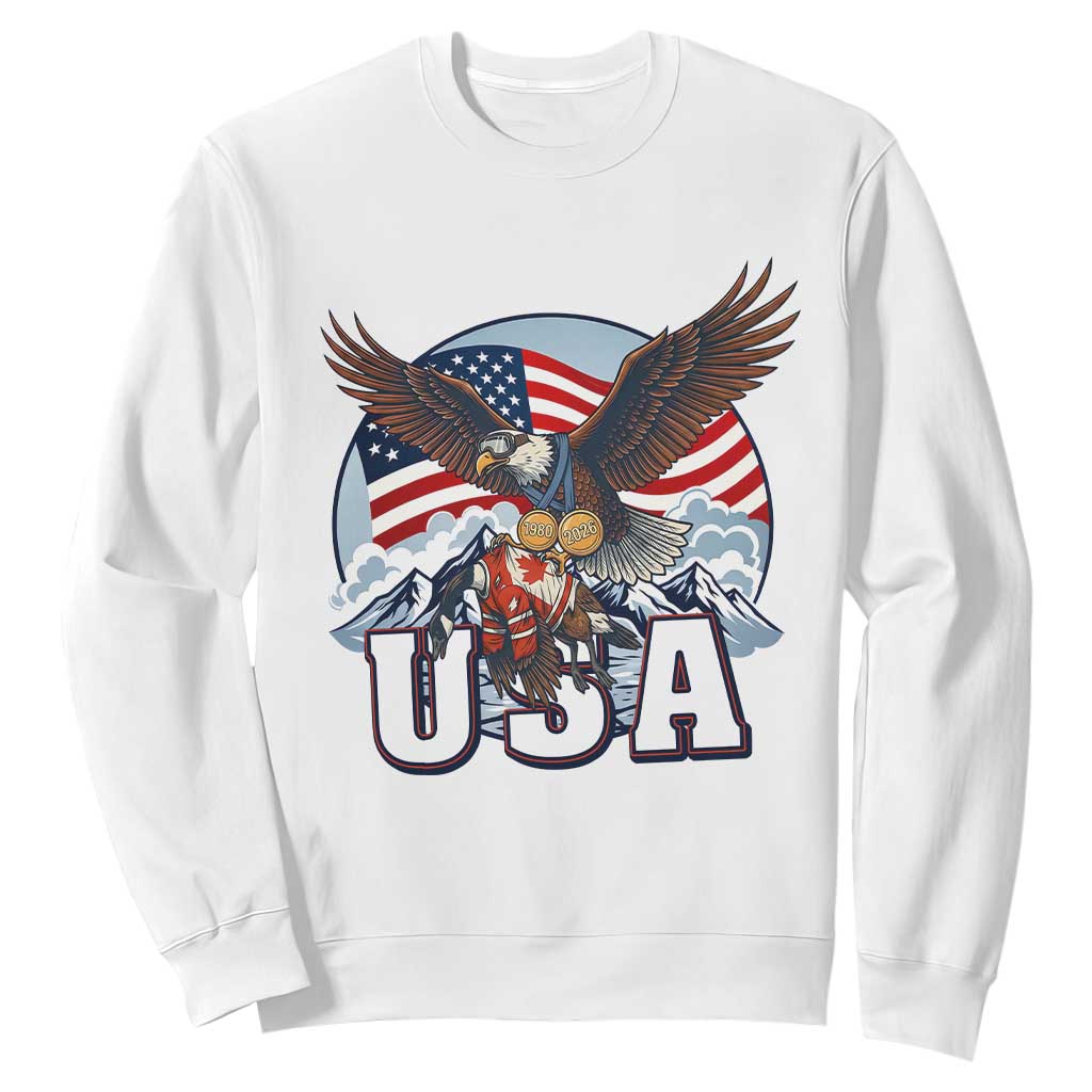 USA 1980 2026 American Eagle vs Canada Loon Sweatshirt Vintage Champs Retro Game Day Hockey Sports Fan TS02 White Print Your Wear