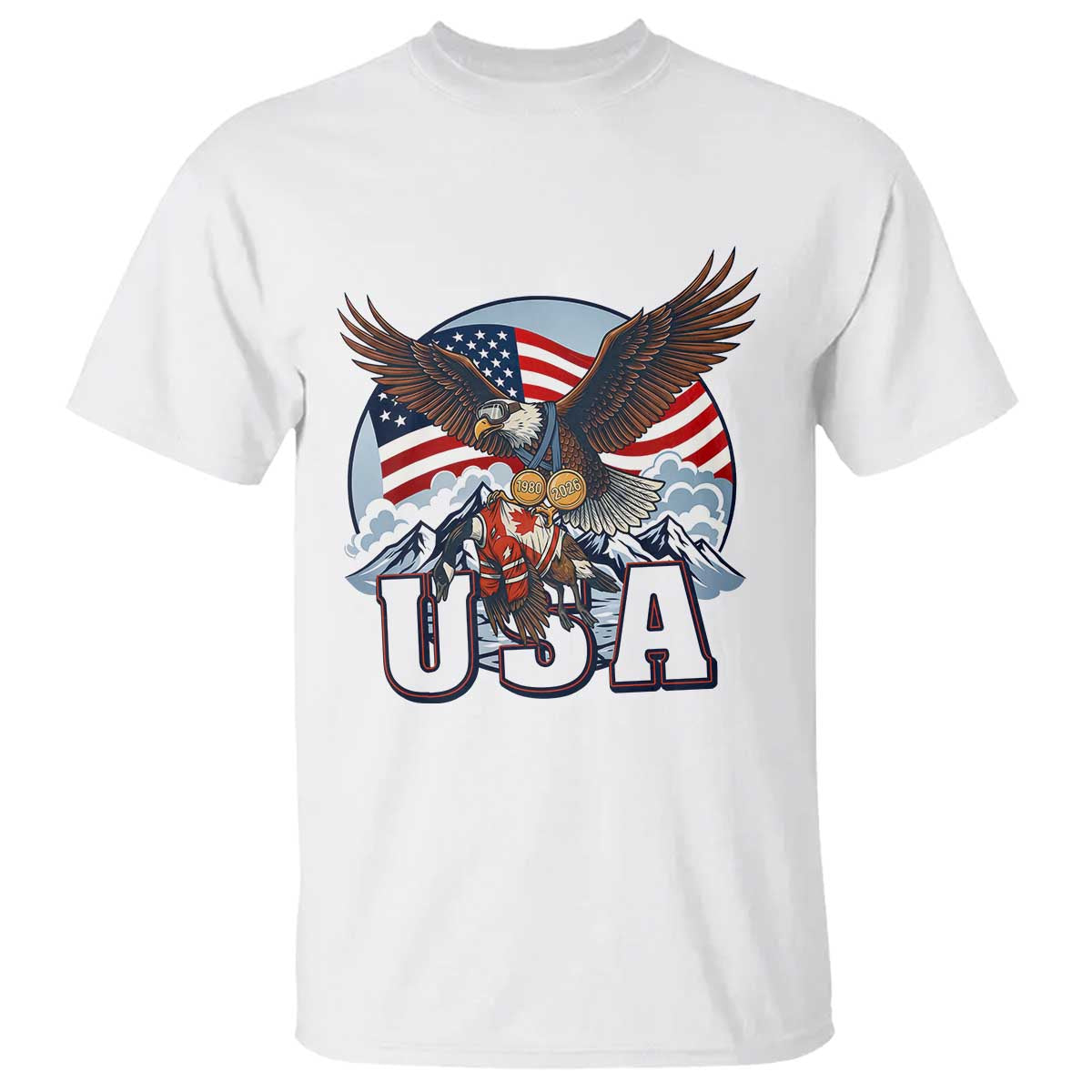 USA 1980 2026 American Eagle vs Canada Loon T Shirt Vintage Champs Retro Game Day Hockey Sports Fan TS02 White Print Your Wear