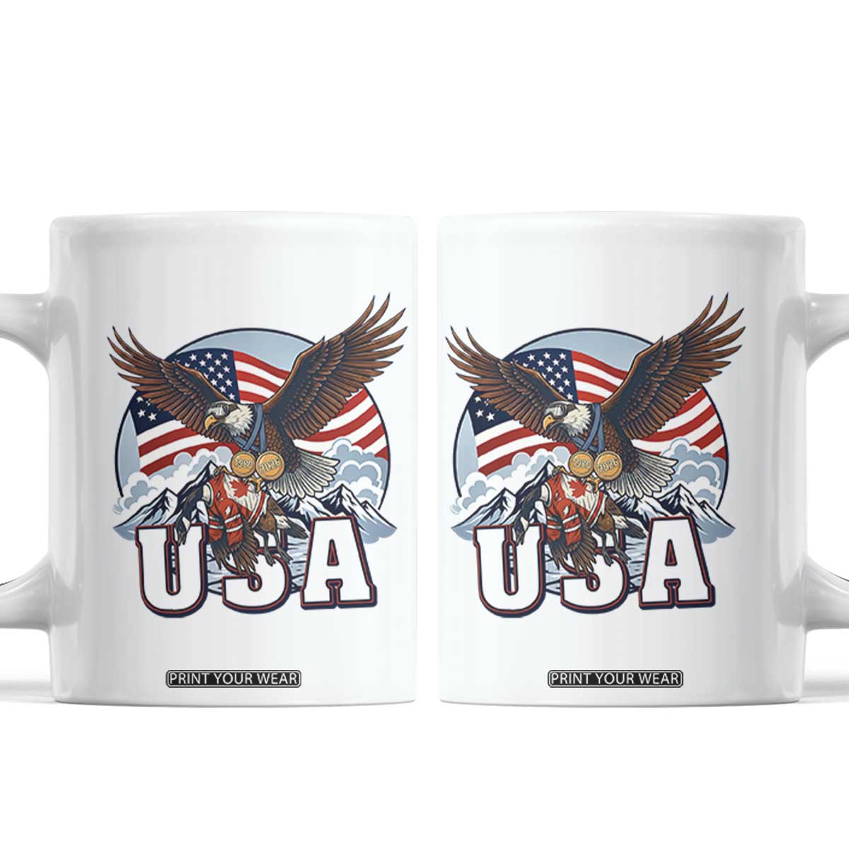 USA 1980 2026 American Eagle vs Canada Loon Coffee Mug Vintage Champs Retro Game Day Hockey Sports Fan TS02 White Print Your Wear
