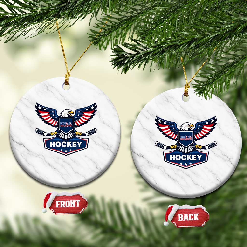 Screaming American Eagle Hockey Pride Graphic Ceramic Ornament Proud USA Ice Sticks Sports Fan TS02 1pc White Marble Print Your Wear