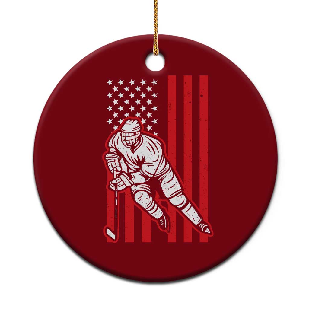 Patriotic American Flag Ice Hockey Player Ceramic Ornament Stars And Stripes Sports Graphic TS02 1pc Red Print Your Wear
