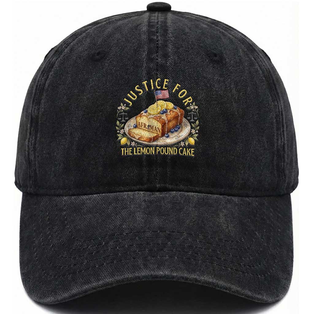 Justice for the Lemon Pound Cake Vintage Washed Cotton Baseball Cap Funny Viral Meme Dessert Parody Rap Fans TS02 Print Your Wear