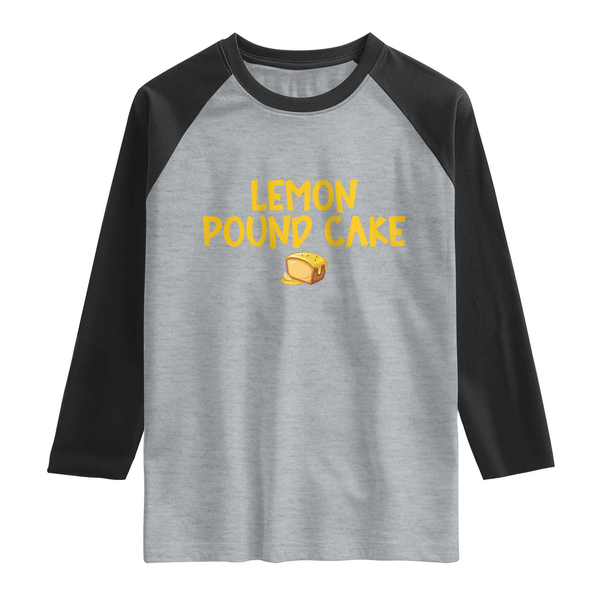 Lemon Pound Cake Team Raglan Shirt Viral Meme Dessert Parody Internet Culture Fans TS02 Heather Gray Black Print Your Wear