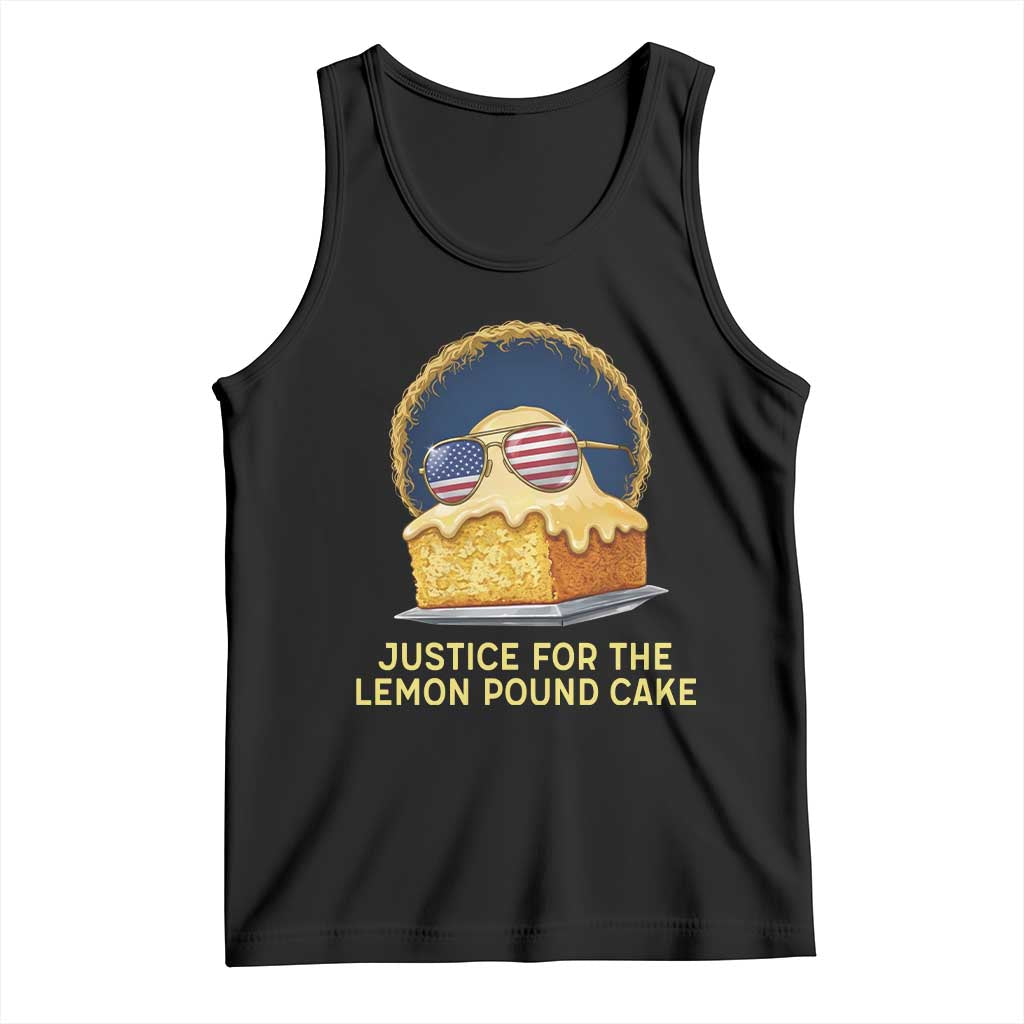 Justice for the Lemon Pound Cake Tank Top Viral Meme Dessert Parody Retro Hip Hop Vibe TS02 Black Print Your Wear